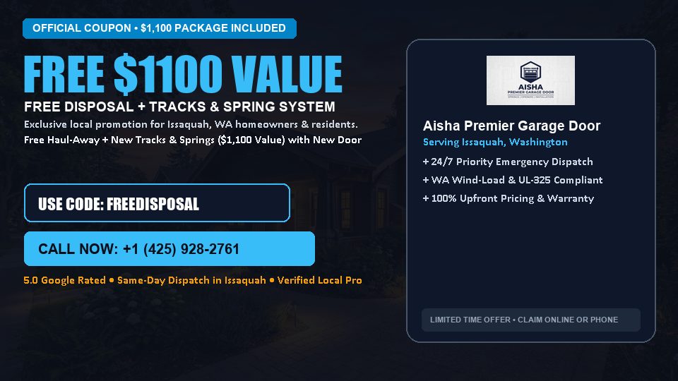 Aisha Premier Garage Door FREE Haul-Away & Heavy-Duty Tracks with New Door
